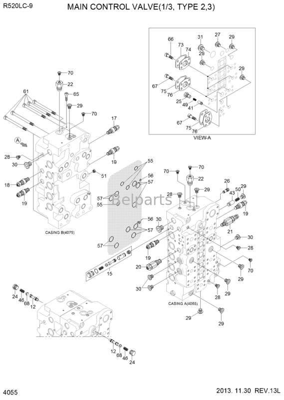 R520-9 Hydrauliczny zawór sterujący koparki do głównego zaworu sterującego Hyundai 31QB-17100