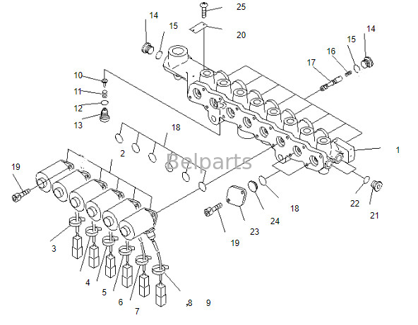 Zawór elektromagnetyczny koparki Belparts PC200-7 20Y-60-31211 209-60-77250 Do Komatsu