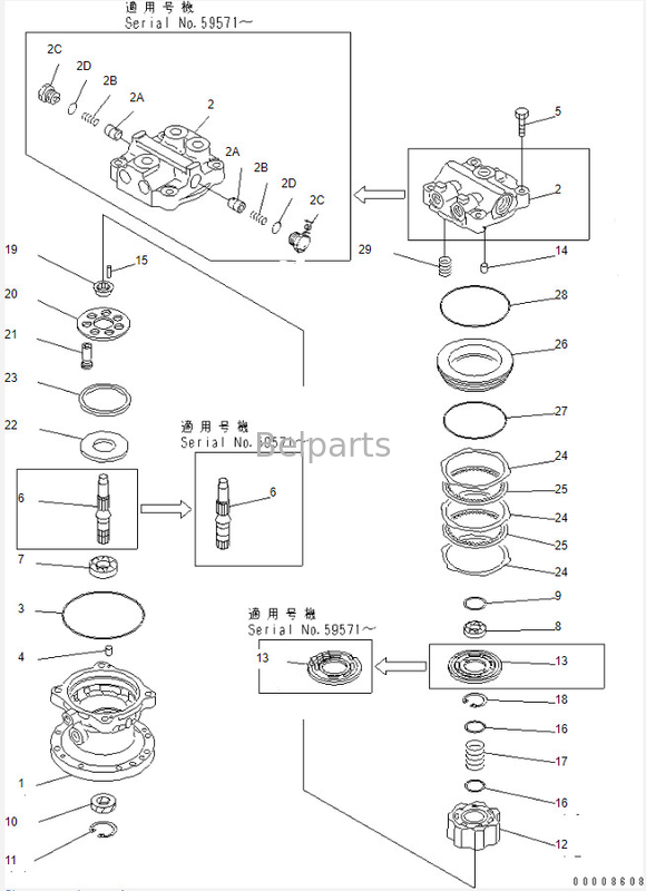Silnik obrotu koparki Pc40 Pc60-7 Zespół silnika obrotu 708-7T-00470 Używane