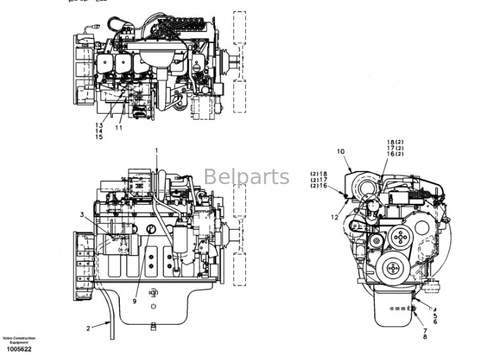 Część koparki Belparts Zespół silnika EC210 D6D Zespół silnika wysokoprężnego SA 1111-00313