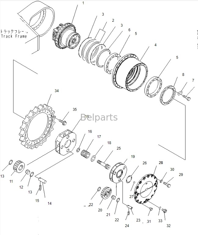Części koparki Belparts Excavator Travel Motor Assy For Komatsu PC450-8 Final Drive Assy 208-27-00243 208-27-00243 208-27-00312