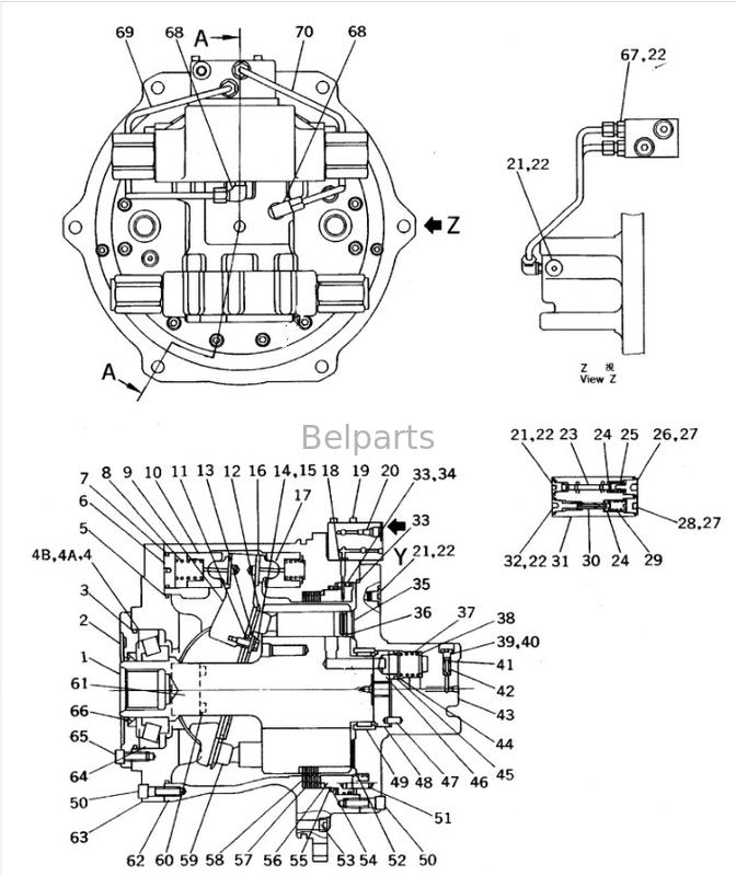 Ekskawator podróżny silnik Assy dla Komatsu PC650-7 Final Drive Assy 209-60-63502 209-60-63501