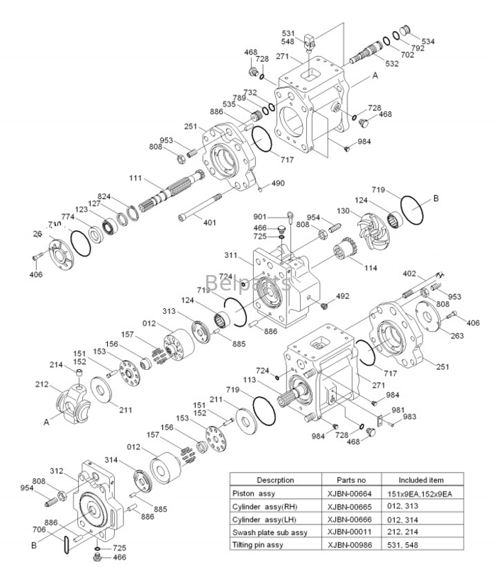 Części koparki do Hyundai R450lc Hydraulic Pump 31NB-10010 31NB-10020