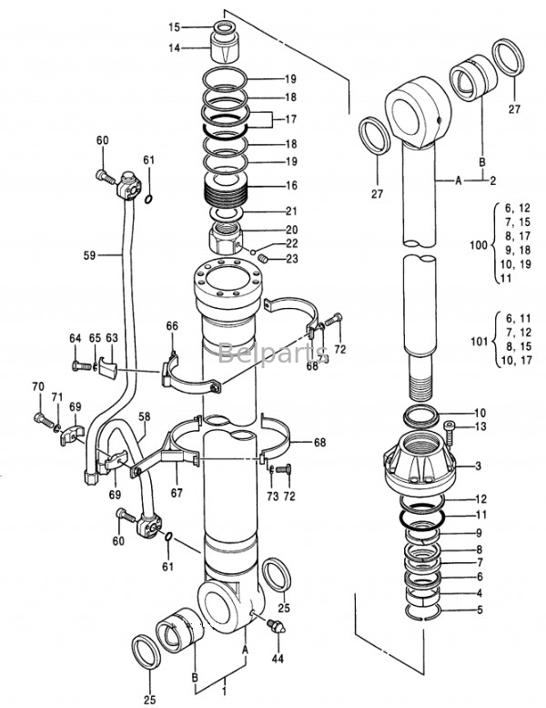 Ekskawator EX400-3 EX400LC-3 EX450H-3C EX400-5 EX400LC-5 EX450LC-5 Boom Arm Bucket Cylinder Assy dla Hitachi 4310241
