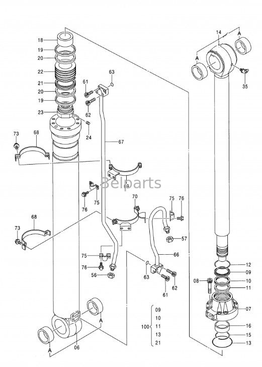 Ekskawator Hydraulic EX350H-5 EX370-5 EX350LCH-5 Boom Arm Bucket Cylinder Assy dla Hitachi 9164874 9164872