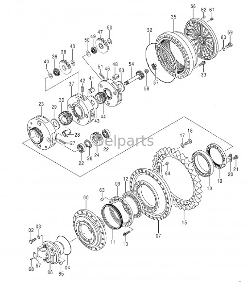 EX1200-6 Dla Hitachi 9270013 Części koparki, Excavator Travel Motor assy 9301479 Final Drive Assy