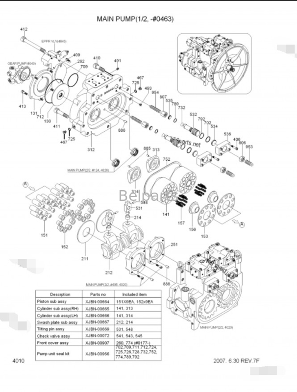 Belparts koparka główna pompa R450LC-7 R500LC-7 pompa hydrauliczna 31NB-10010 31NB-10020 31NB-10022 dla Hyundai