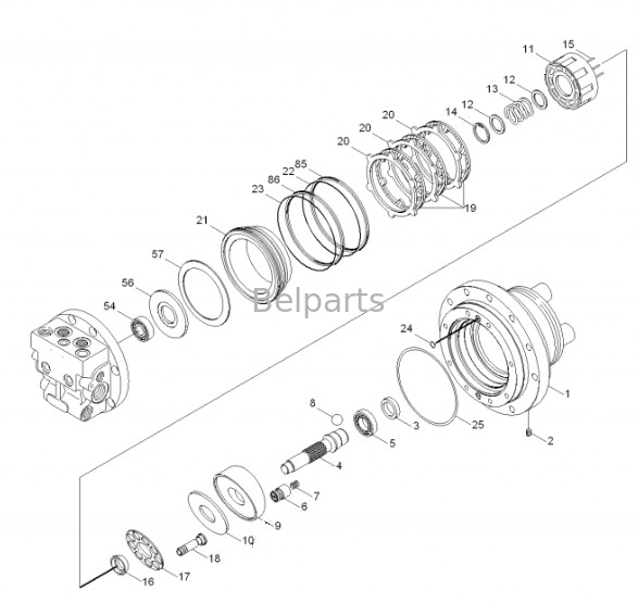 R55-7 R55-7A Ostatni napęd Assy Części kopalni Excavator Travel Motor Assy 31M8-40010 31M8-40020 Dla Hyundai