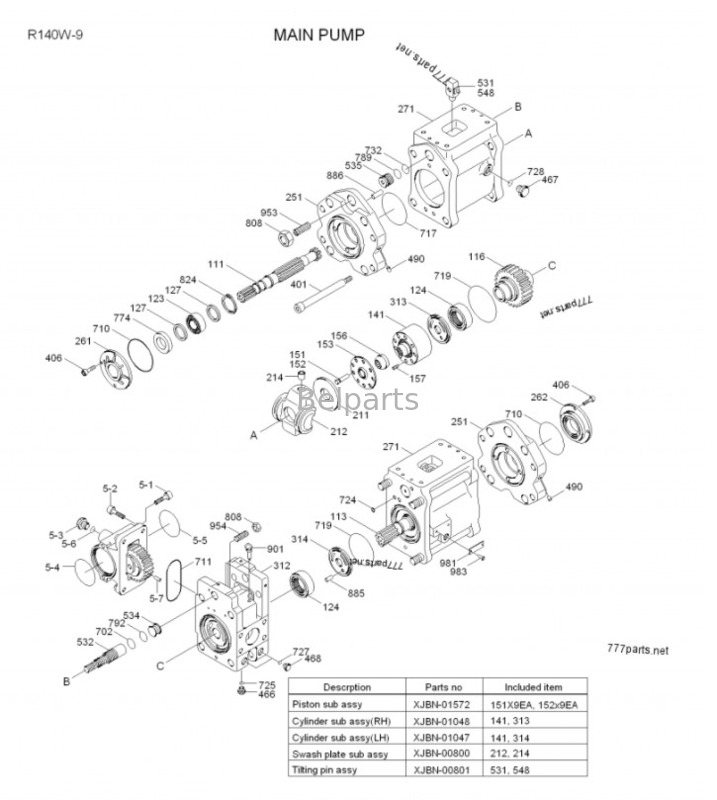 Części koparki hydrauliczna główna pompa 31Q4-15020 dla Hyundai R150W-9 R140W-9
