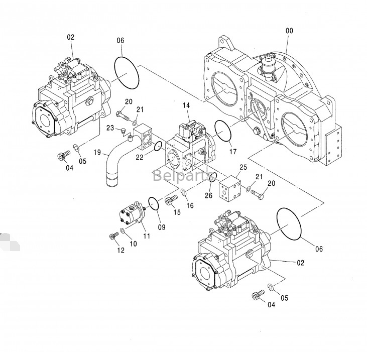 Części zamienne koparki ZX850-3 ZX650-3 4635645 Zestaw pompy hydraulicznej dla K3V280