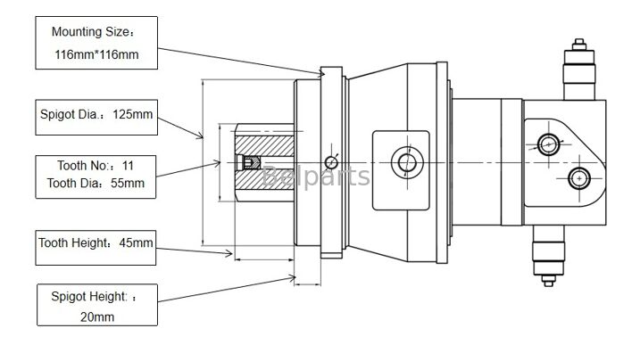 Silnik swingowy do ZX16-3 ZX17U-2 ZX17UNA-2 ZX18-3 Hitachi Excavator części zamienne 4654366 urządzenie obrotowe