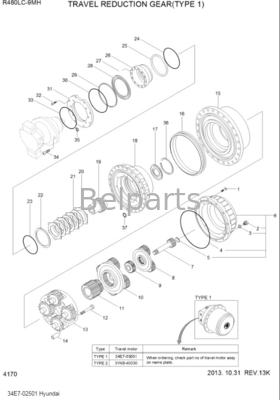 Ekskawator R480LC-9 Skrzynia biegów 34E7-02500 Skrzynia biegów dla ekskawatora Hyundai